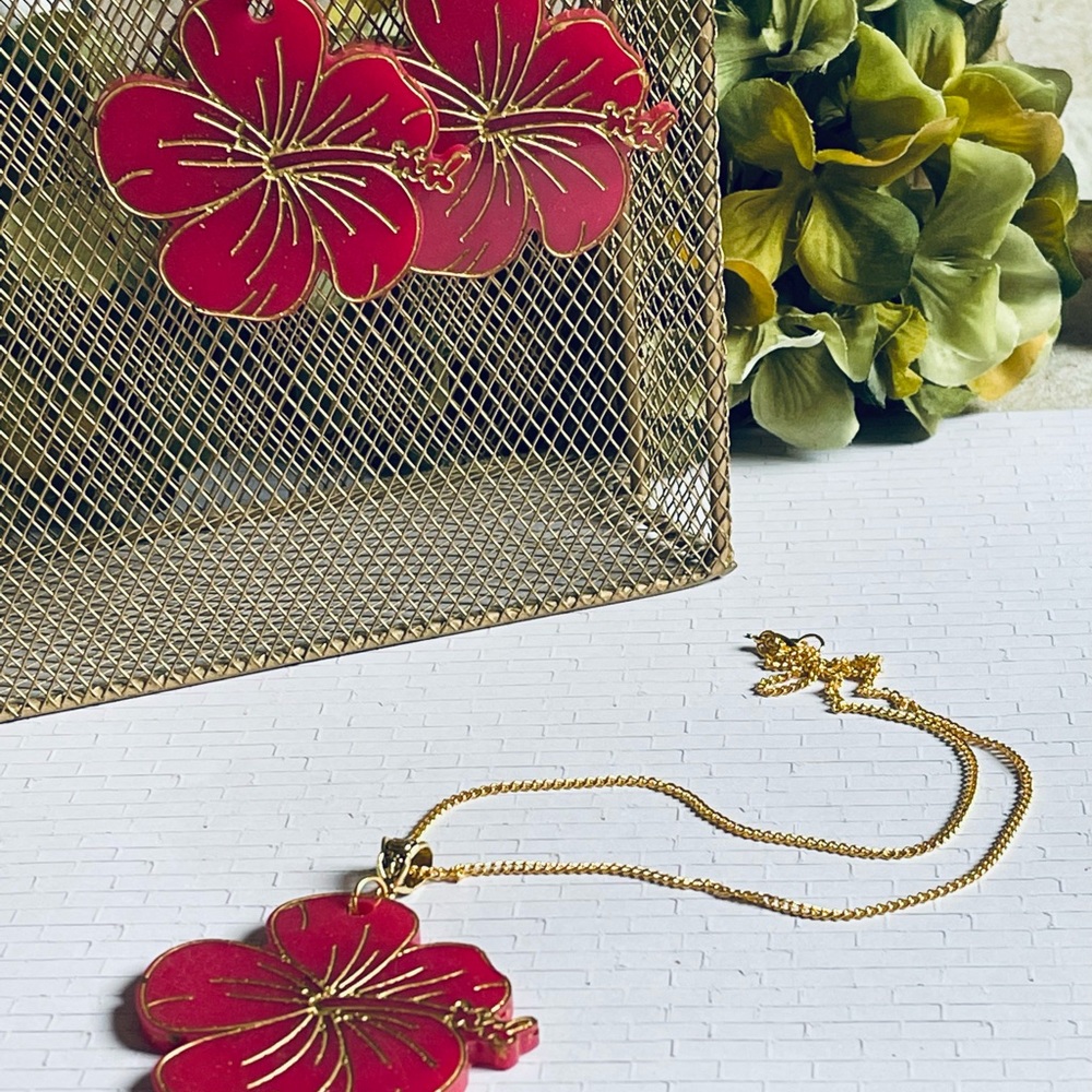 Handmade hibiscus fashion jewelry set